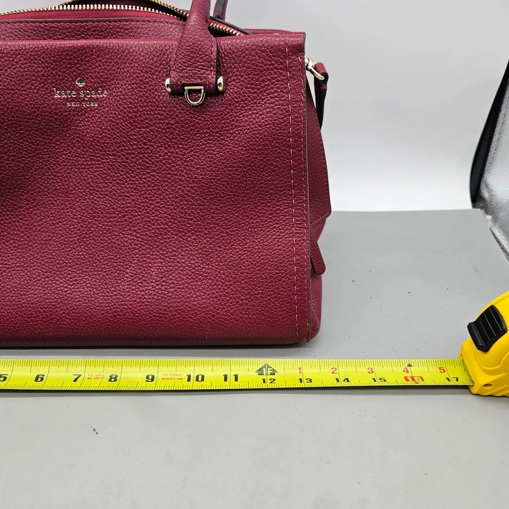 Kate Spade New York Satchel Burgundy Pebbled Leather Triple Compartment Handbag
